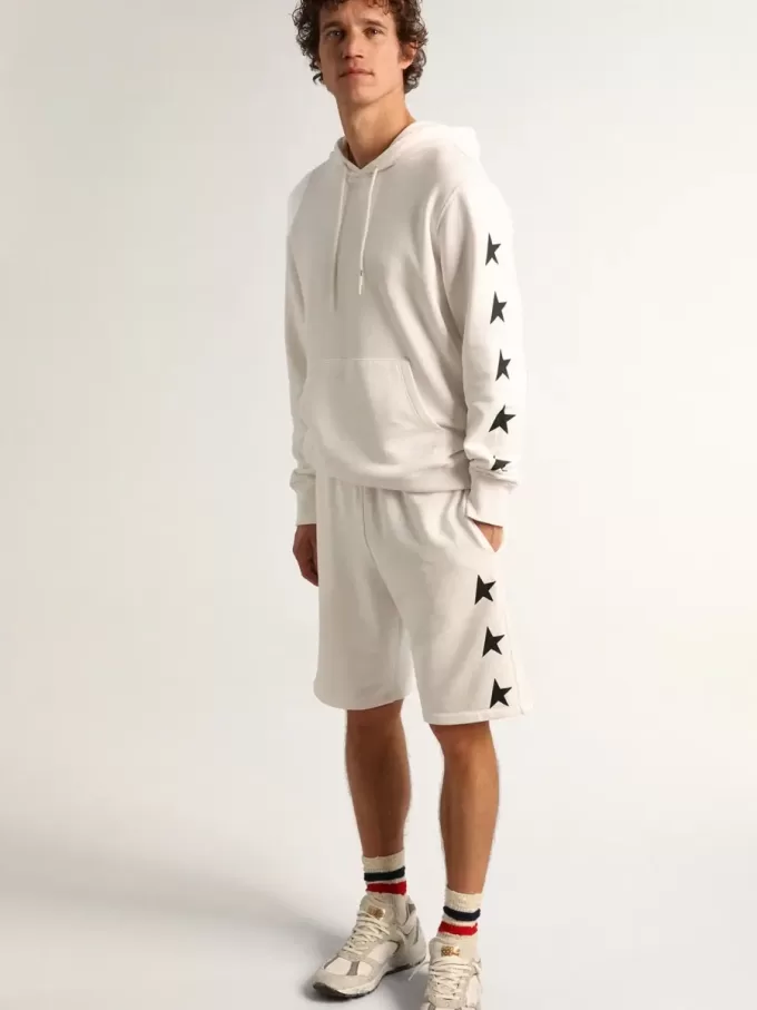 Bermuda da uomo vintage bianchi con stelle nere a contrasto Bermuda da uomo vintage bianchi con stelle nere a contrasto