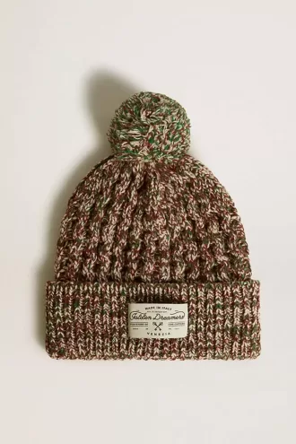 Berretto in lana multicolore con pompon