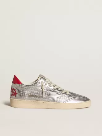 Bio-based Ball Star in argento metallizzato con stella argentata e linguetta rossa sul tallone