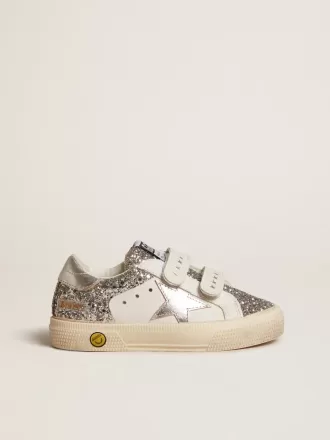 Bio-based May Teen in glitter con stella argentata e linguetta sul tallone