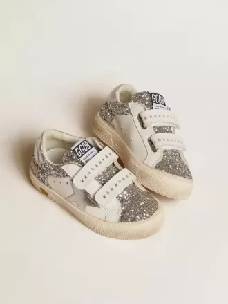 Bio-based May Teen in glitter con stella argentata e linguetta sul tallone