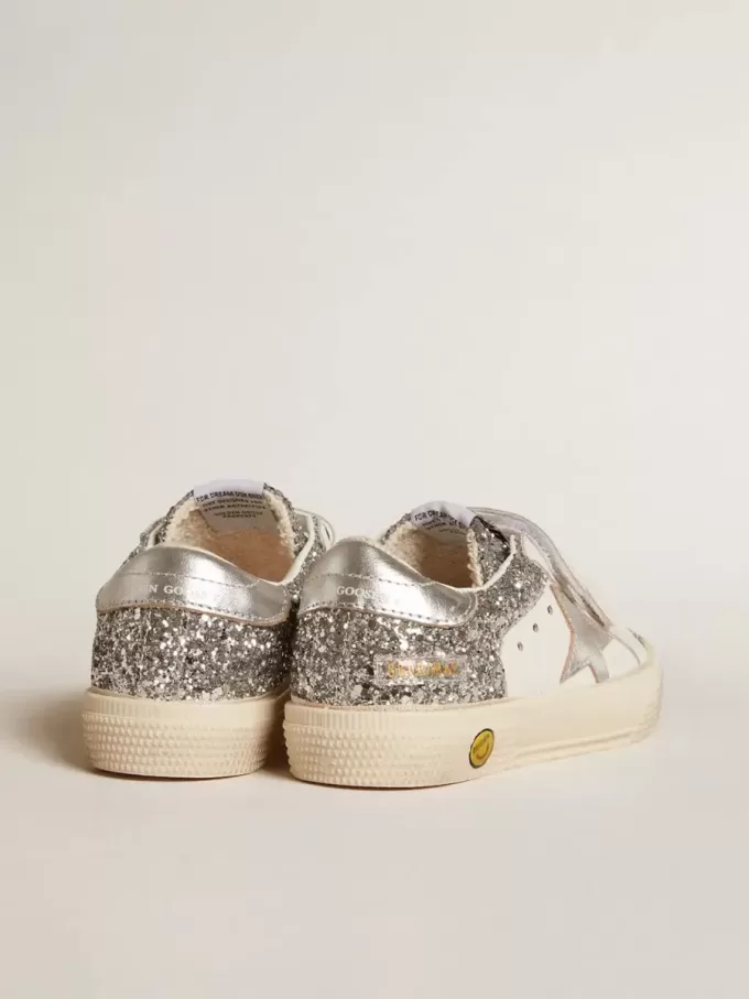 Bio-based May Teen in glitter con stella argentata e linguetta sul tallone