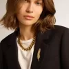 Blazer monopetto da donna in gabardine di lana blu scuro