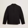 Blazer monopetto da donna in gabardine di lana blu scuro