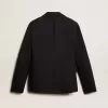 Blazer monopetto da donna in gabardine di lana blu scuro