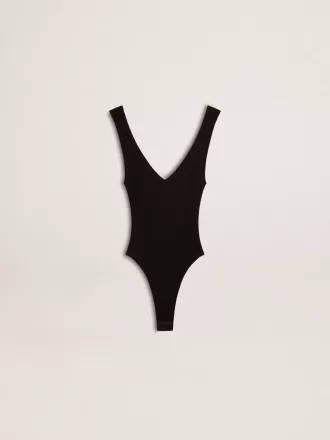 Body nero con scollo a V da donna