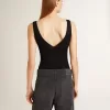 Body nero con scollo a V da donna