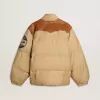 Bomber beige con dettagli in pelle e patch