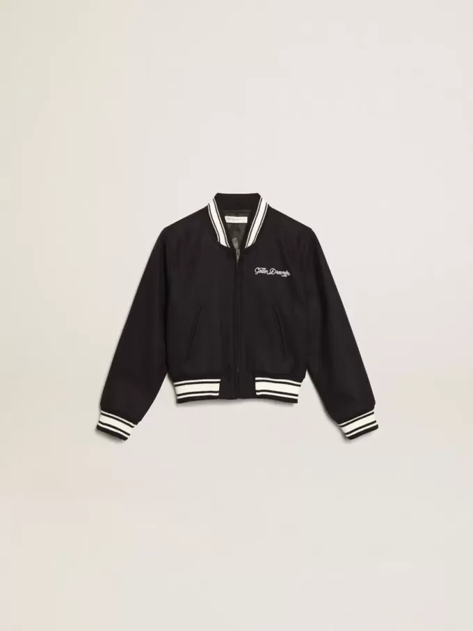 Bomber da bambino in lana blu scuro
