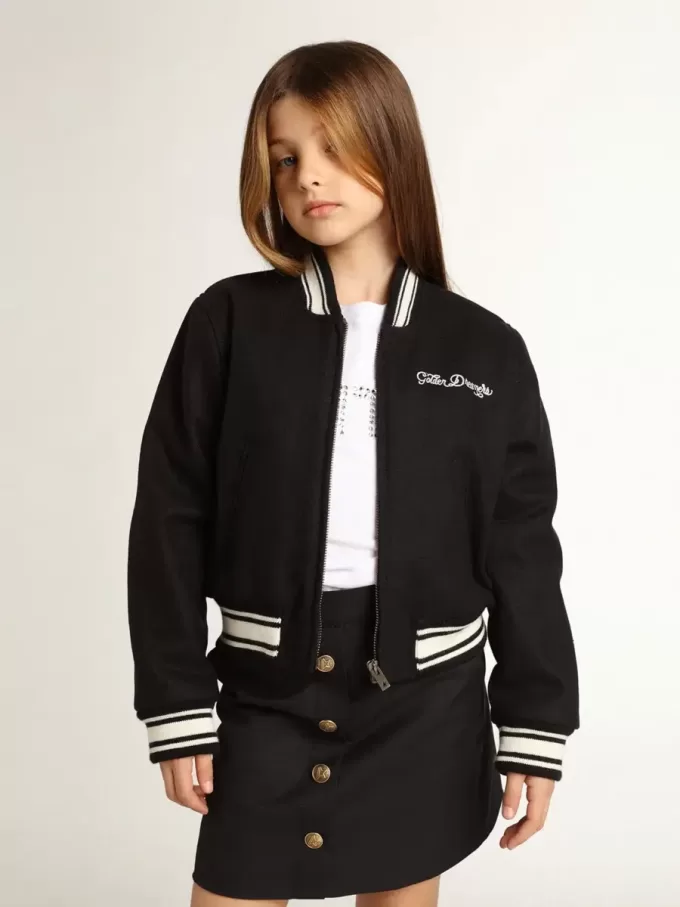 Bomber da bambino in lana blu scuro