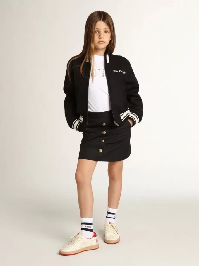 Bomber da bambino in lana blu scuro