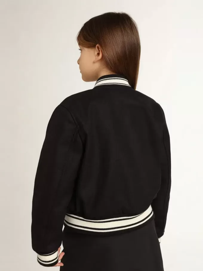 Bomber da bambino in lana blu scuro
