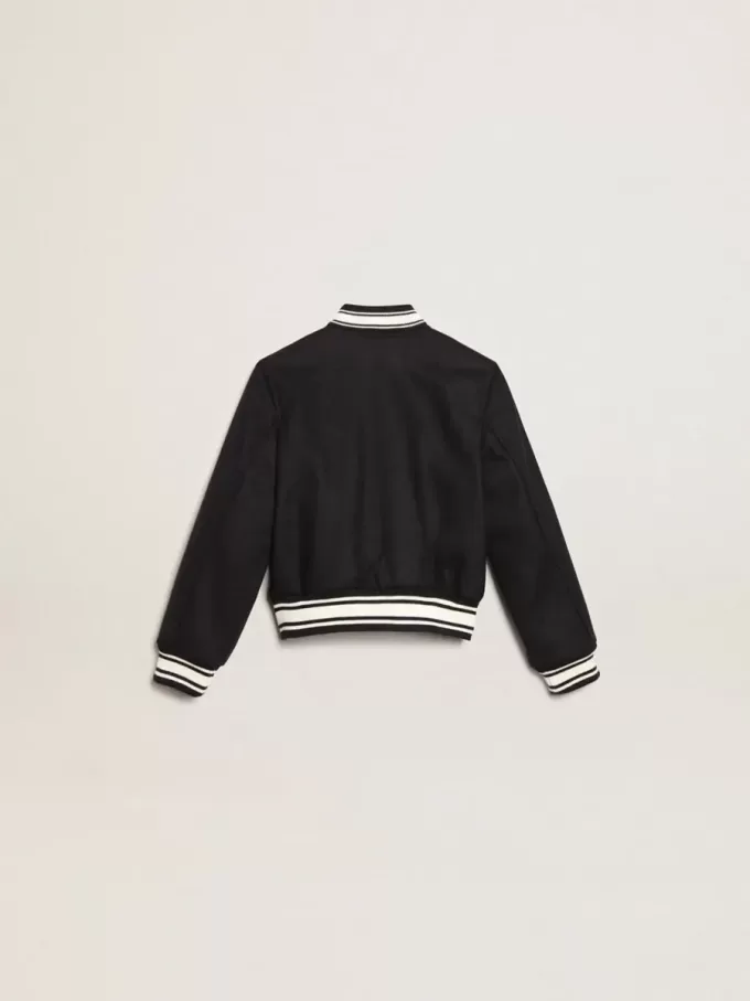 Bomber da bambino in lana blu scuro