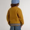 Bomber da bambino in lana giallo ocra con toppa