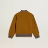 Bomber da bambino in lana giallo ocra con toppa