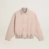 Bomber da donna in denim tinto rosa
