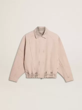 Bomber da donna in denim tinto rosa