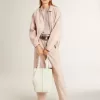 Bomber da donna in denim tinto rosa