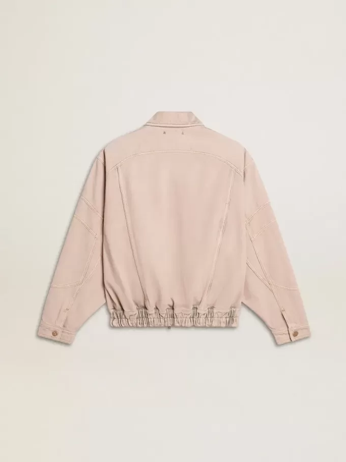 Bomber da donna in denim tinto rosa