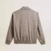 Bomber da donna in lana marrone ecru a spina di pesce Bomber da donna in lana marrone ecru a spina di pesce