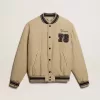 Bomber in cotone trapuntato color cachi