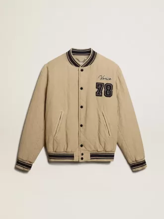 Bomber in cotone trapuntato color cachi