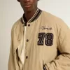 Bomber in cotone trapuntato color cachi