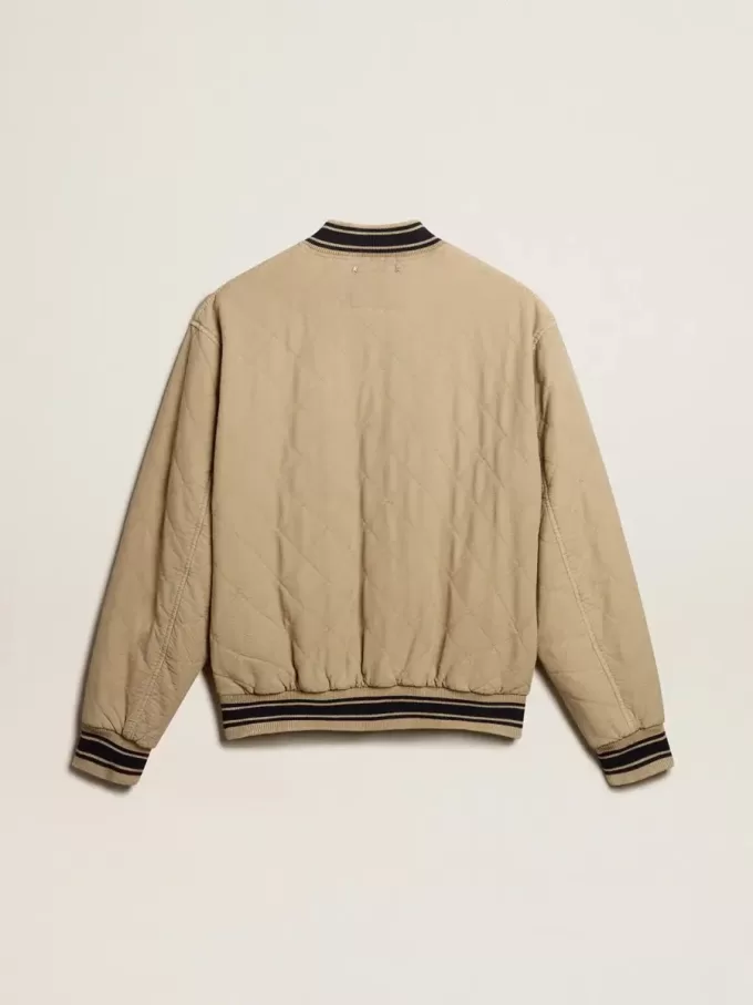 Bomber in cotone trapuntato color cachi