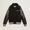 Bomber in lana nera con toppa