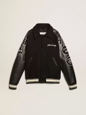 Bomber in lana nera con toppa