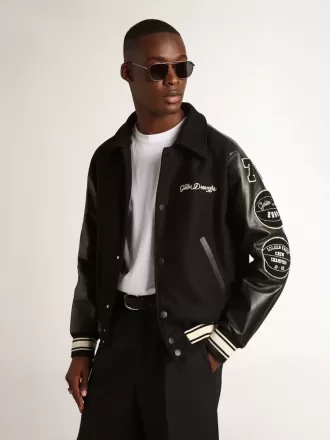 Bomber in lana nera con toppa