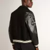 Bomber in lana nera con toppa