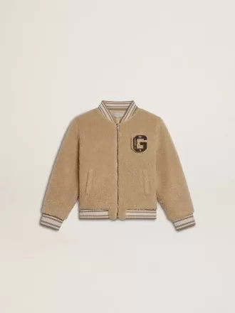 Bomber in pile beige per bambini