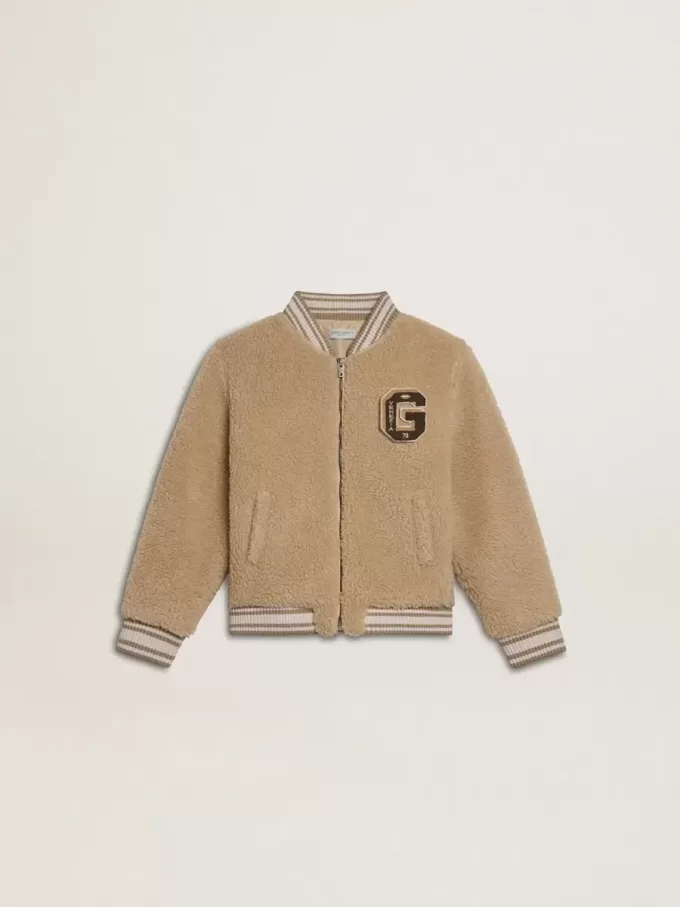 Bomber in pile beige per bambini Bomber in pile beige per bambini