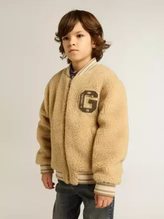 Bomber in pile beige per bambini