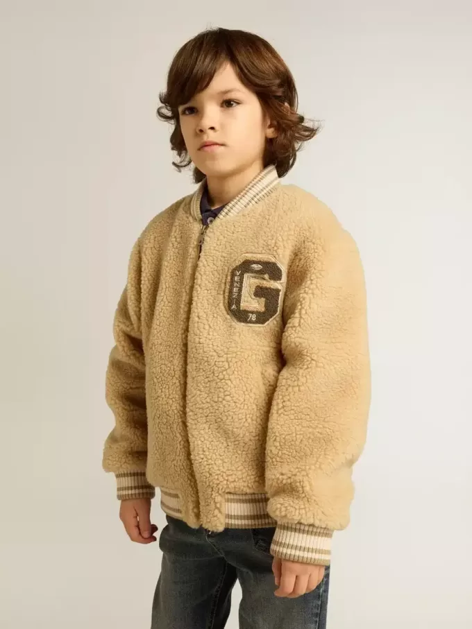 Bomber in pile beige per bambini Bomber in pile beige per bambini