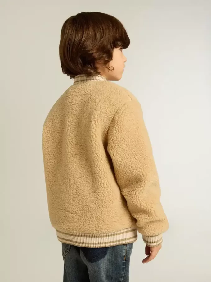 Bomber in pile beige per bambini Bomber in pile beige per bambini