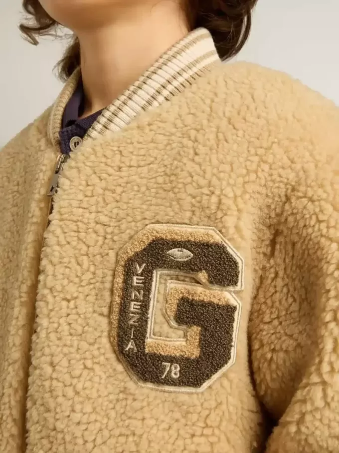 Bomber in pile beige per bambini Bomber in pile beige per bambini