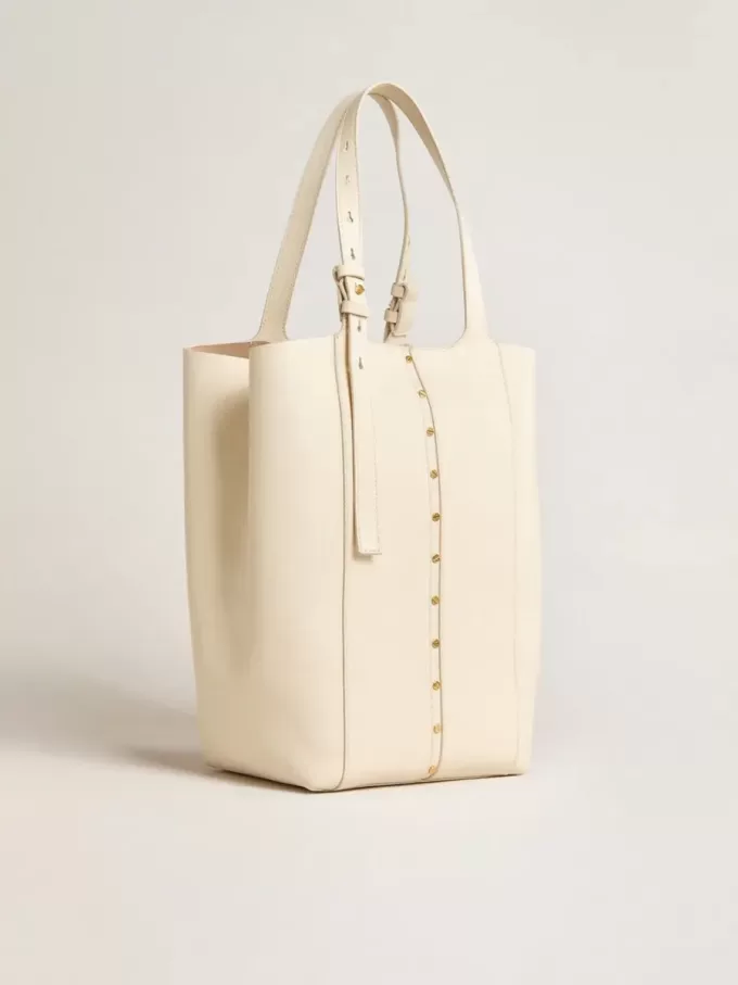 Borsa 24/7 North South in pelle color burro con manici regolabili