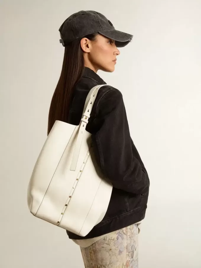 Borsa 24/7 North South in pelle color burro con manici regolabili