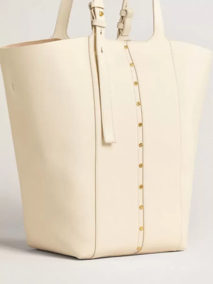 Borsa 24/7 North South in pelle color burro con manici regolabili