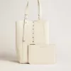 Borsa 24/7 North South in pelle color burro con manici regolabili