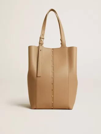 Borsa 24/7 North South in pelle color cappuccino con manici regolabili