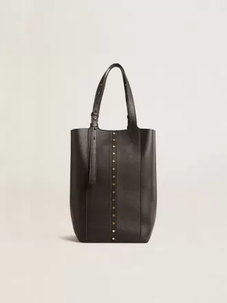 Borsa 24/7 North South in pelle nera con manici regolabili