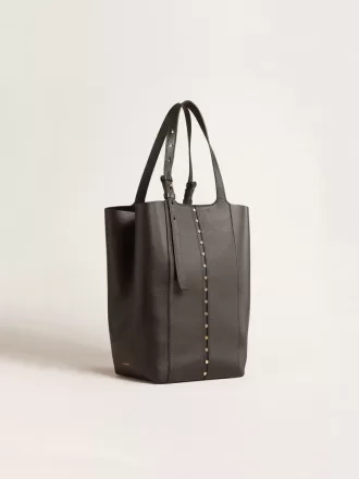 Borsa 24/7 North South in pelle nera con manici regolabili