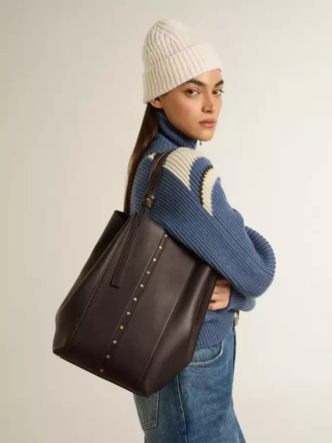 Borsa 24/7 North South in pelle nera con manici regolabili Borsa 24/7 North South in pelle nera con manici regolabili