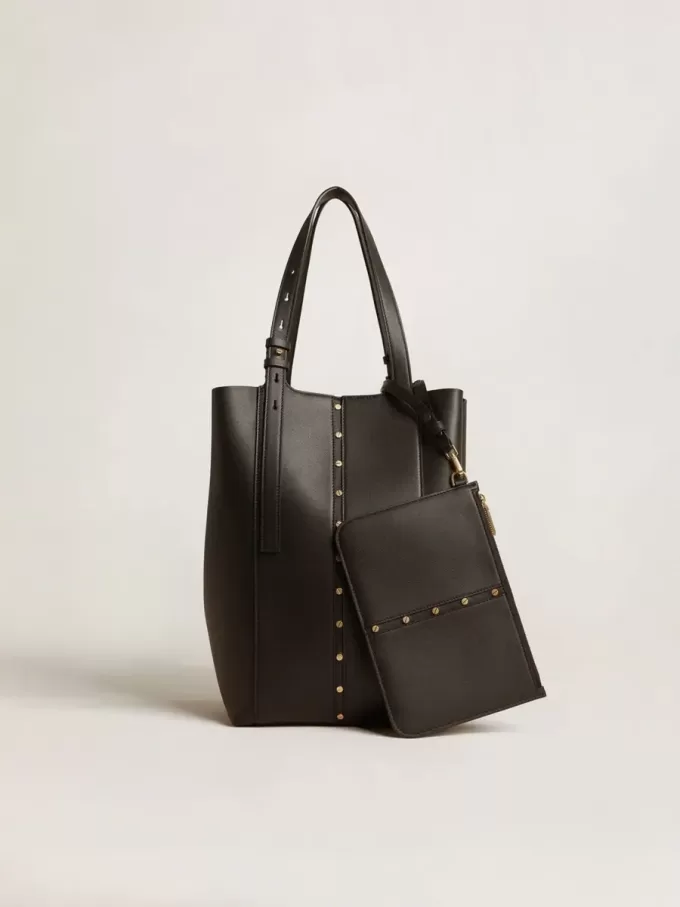Borsa 24/7 North South in pelle nera con manici regolabili Borsa 24/7 North South in pelle nera con manici regolabili