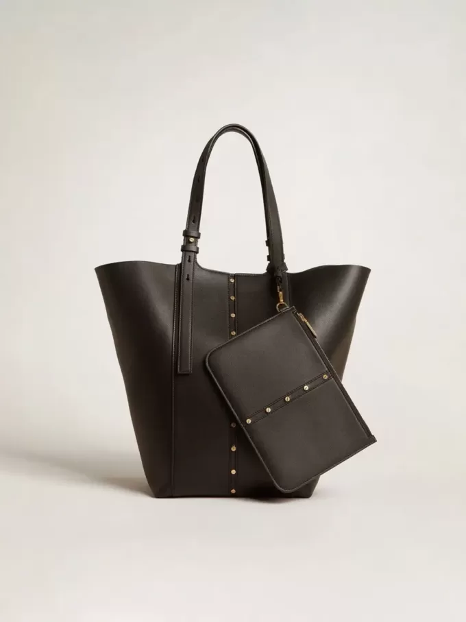 Borsa 24/7 North South in pelle nera con manici regolabili Borsa 24/7 North South in pelle nera con manici regolabili