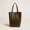 Borsa 24/7 North South in pelle nera invecchiata con manici regolabili Borsa 24/7 North South in pelle nera invecchiata con manici regolabili