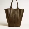 Borsa 24/7 North South in pelle nera invecchiata con manici regolabili Borsa 24/7 North South in pelle nera invecchiata con manici regolabili